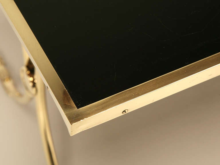 Mid-20th Century French Solid Brass and Black Coffee Table