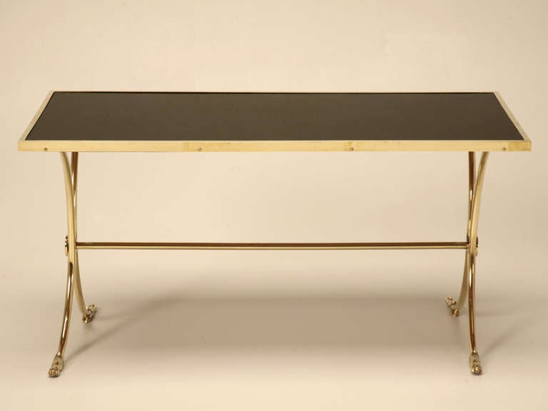 French Solid Brass and Black Coffee Table 2