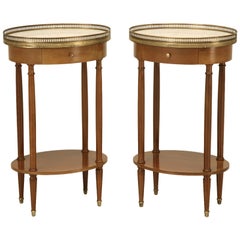 Louis XVI Style End Tables or Night Stands with Marble Tops