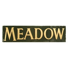 Antique English Reverse Painted & Gilded "Meadow" Sign