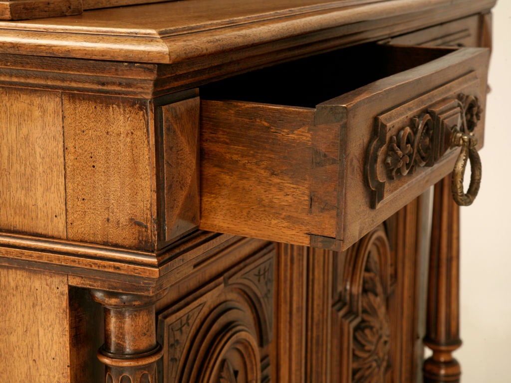 Unique Shallow Antique French Walnut Bibliotheque/China Cabinet 3