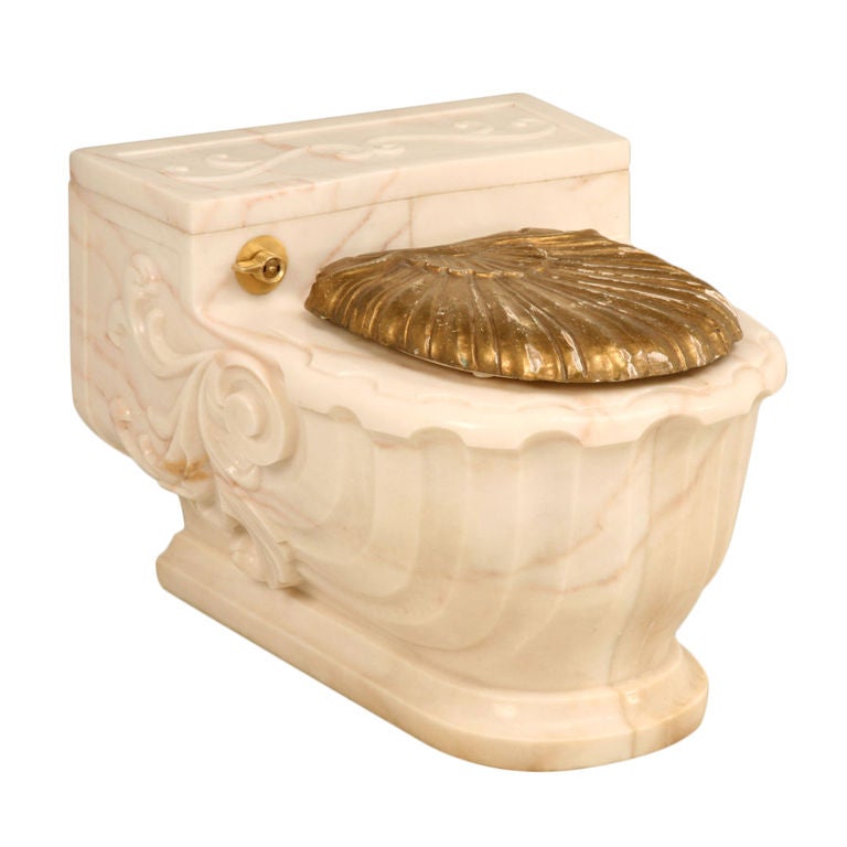 Vintage Sherle Wagner Luxury Carved Marble Toilet Cover (1 of 3)