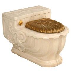 Vintage Sherle Wagner Luxus geschnitzter Marmor Toilettendeckel (1 von 3)