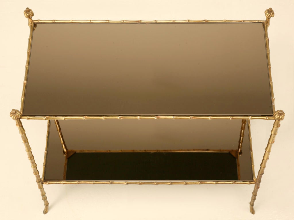 Breathtaking Vintage French Bagues Faux Bamboo 2 Tier Table