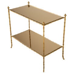 Breathtaking Vintage French Bagues Faux Bamboo 2 Tier Table