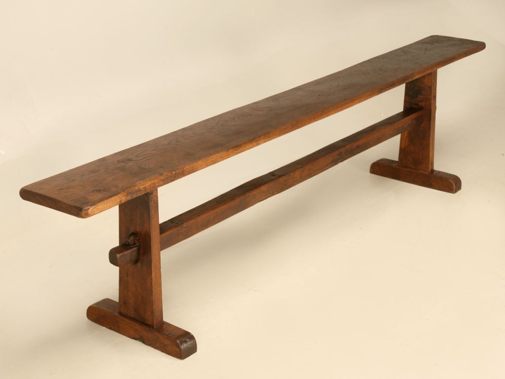 Clean lines and sturdy craftsmanship make this fine bench a winner for the ultimate primitive dining experience. Mate this bench to a large rustic table and voila, your senses are instantly transported to an earlier time and place. Outstanding