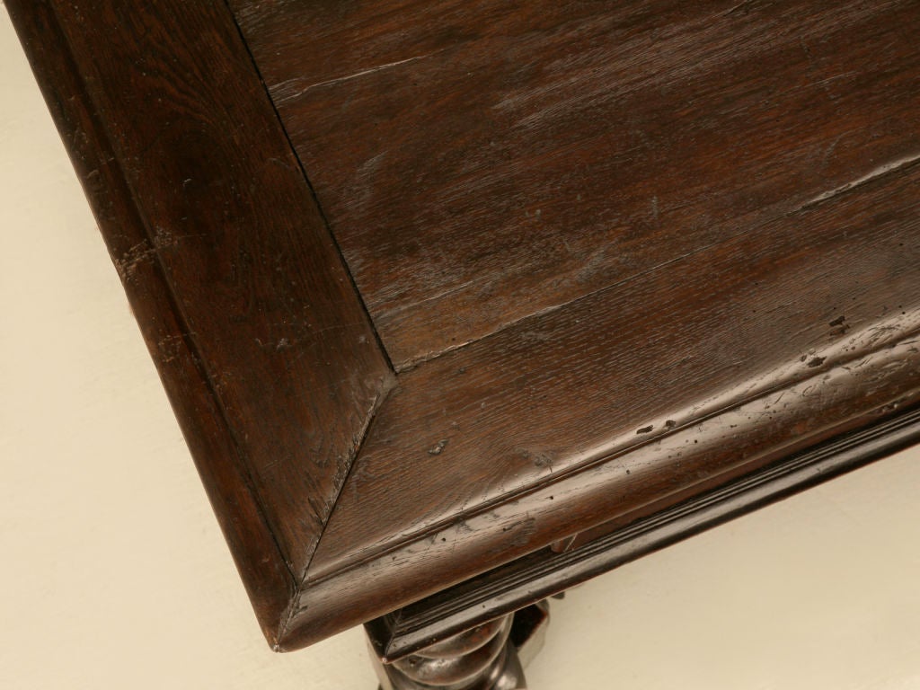 Antique French Solid Oak Medieval Style 2 Drawer Writing Table In Good Condition In Chicago, IL