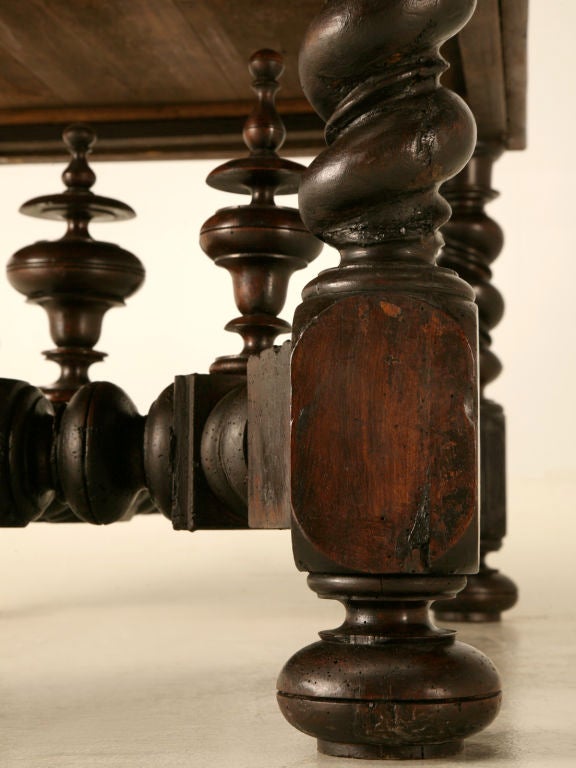 Antique French Solid Oak Medieval Style 2 Drawer Writing Table 3