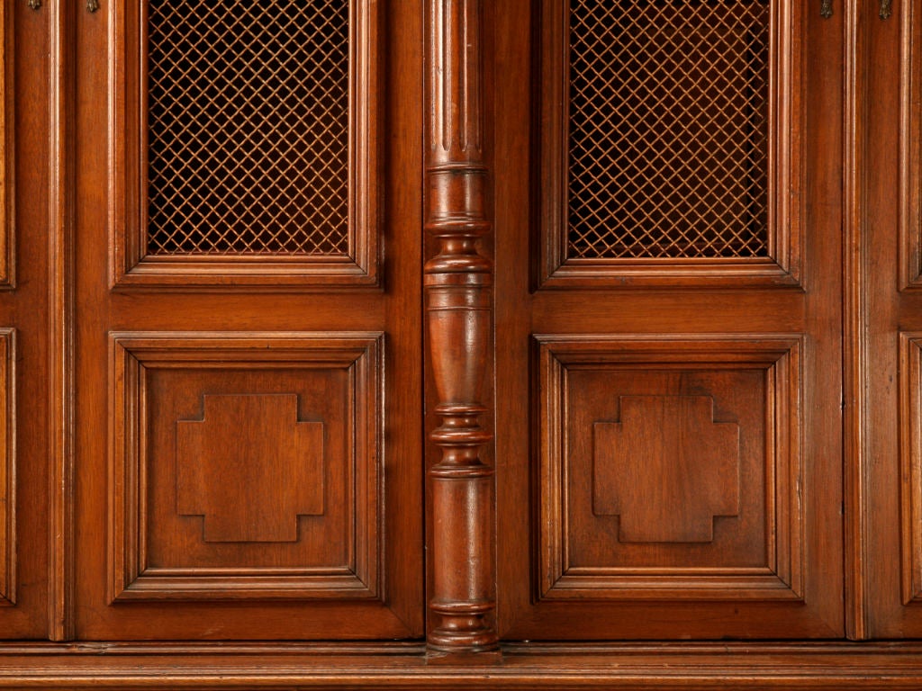 Original Antique French Walnut Henri II Four-Door Bibliotheque 1