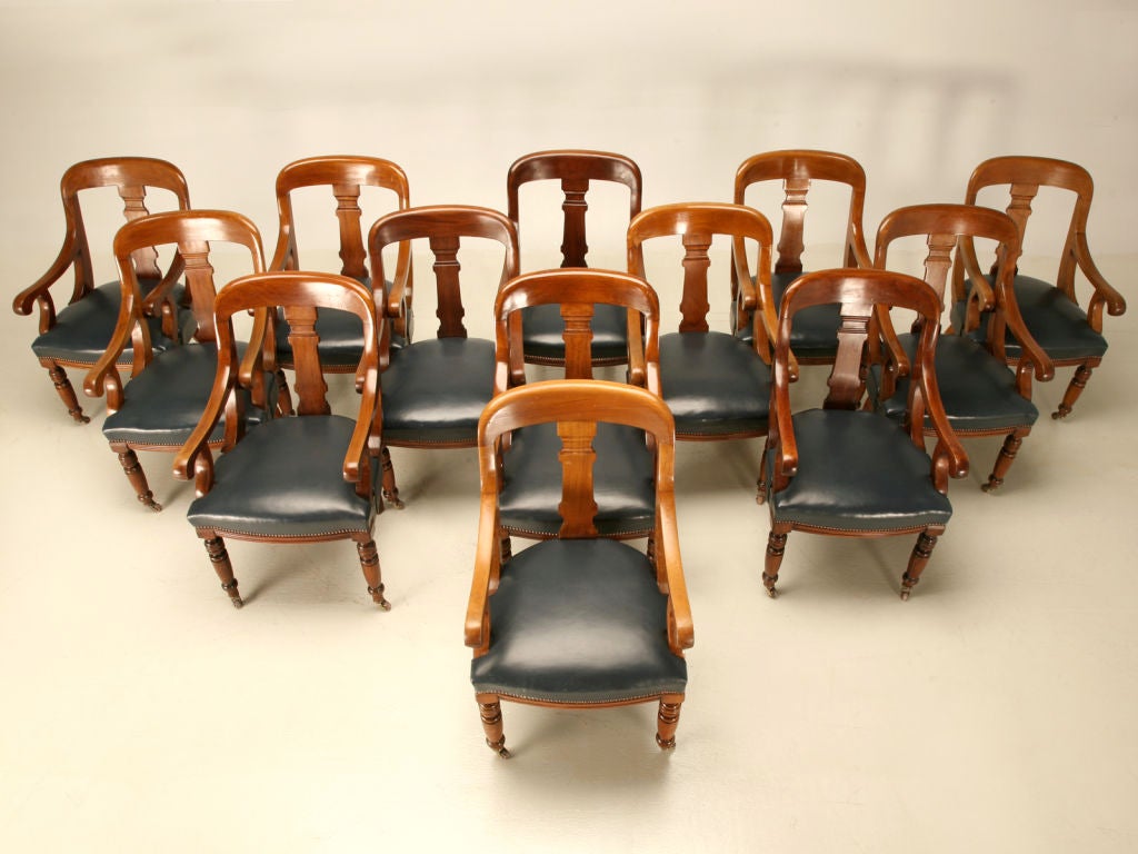 Great Set of 14 Antique English Regency Mahogany Arm Chairs
