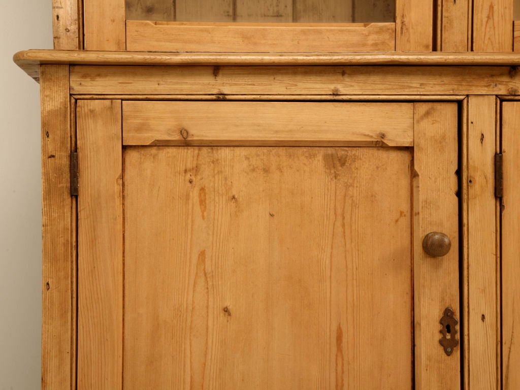 Original Unrestored Antique English Pine China Cabinet/Bookcase 2