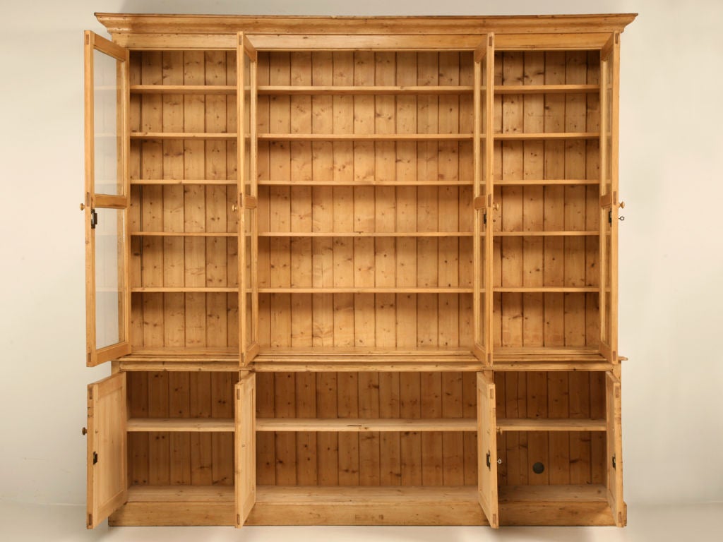 Original Unrestored Antique English Pine China Cabinet/Bookcase 3