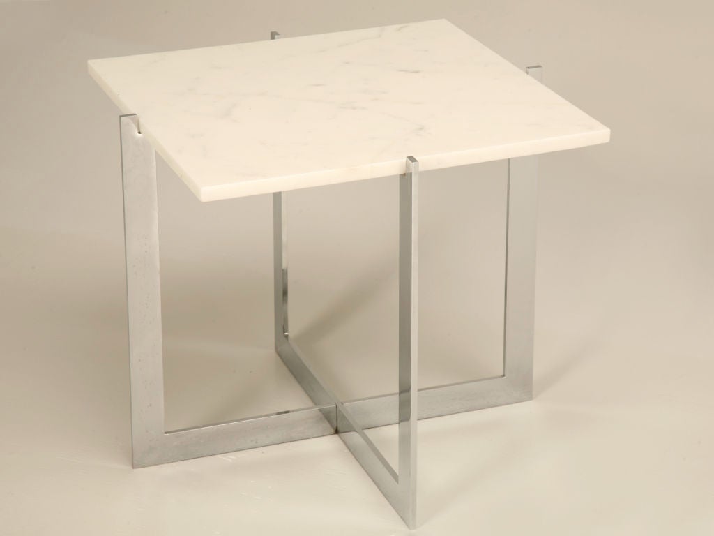 Minimalistic Modern Chrome & Marble Box or Cube FormTable
