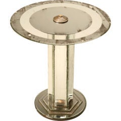 Fabulous French 1940's Round Original Mirrored Side or End Table