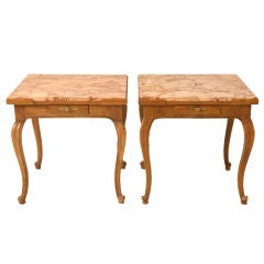 Awesome Pair of Vintage "Baker" Marble Top Tables w/Drawers