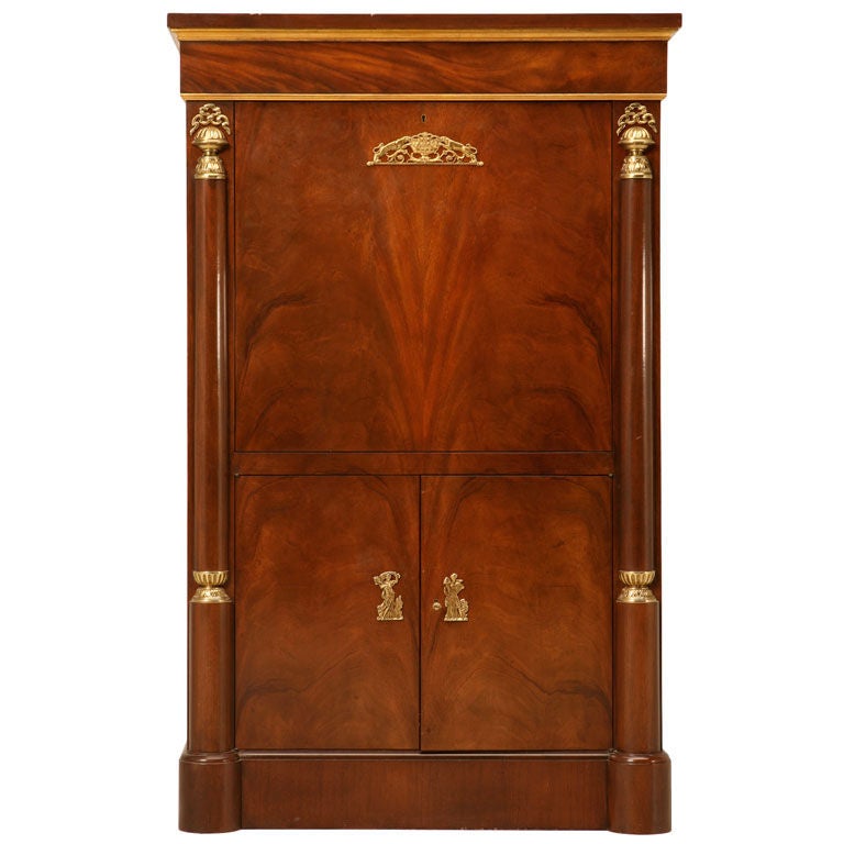 Vintage "Baker" Crotch Mahogany Empire Style Secretary/Bar