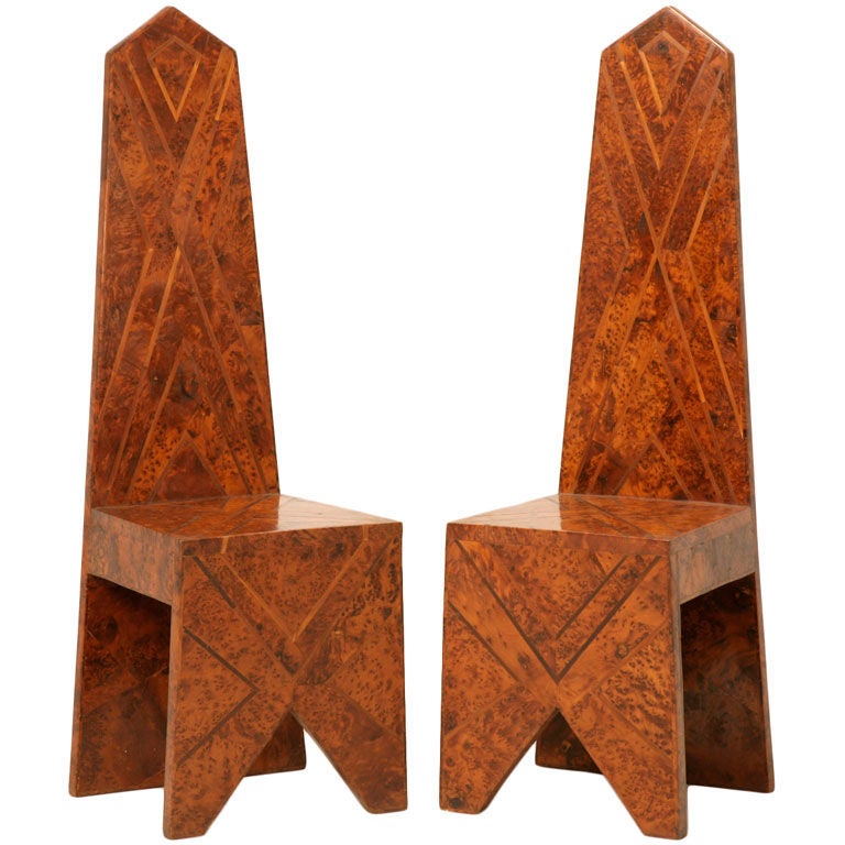 Magnificent Pair of Modern Design Obelisk Form Chairs