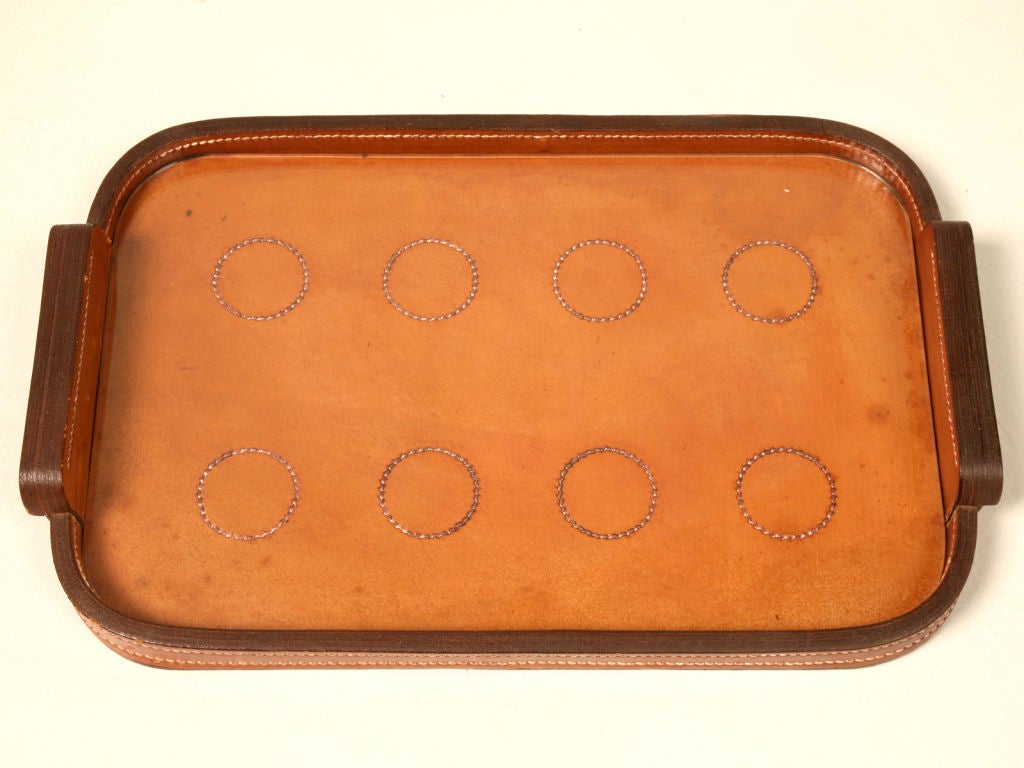 Breathtaking Vintage French Hermes Stitched Leather Tray at 1stDibs