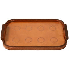 Breathtaking Vintage French "Hermes" Stitched Leather Tray