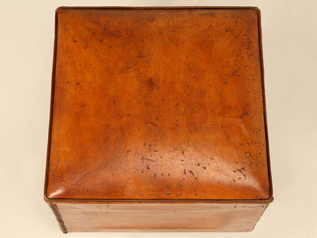 square leather pouf ottoman