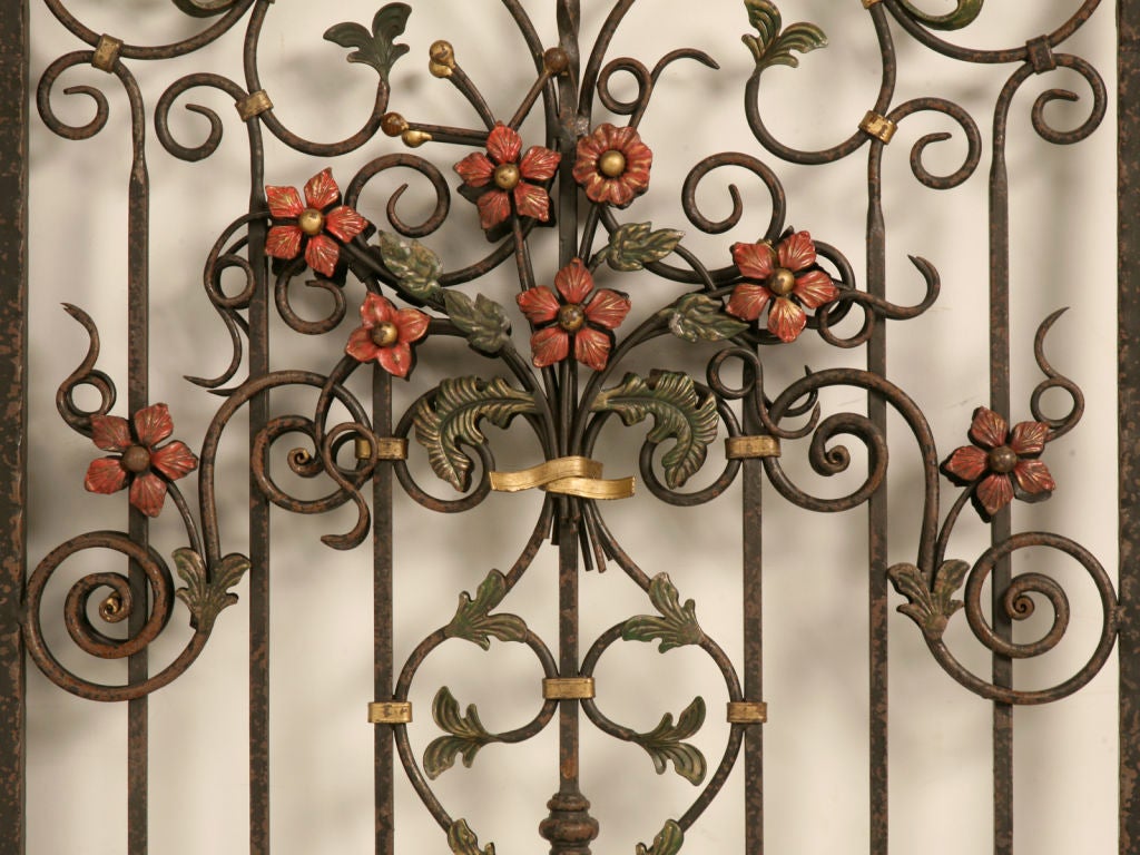 20th Century Magnificent Pair of Continental Iron Garden Gates/Window Covers