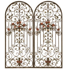 Vintage Magnificent Pair of Continental Iron Garden Gates/Window Covers