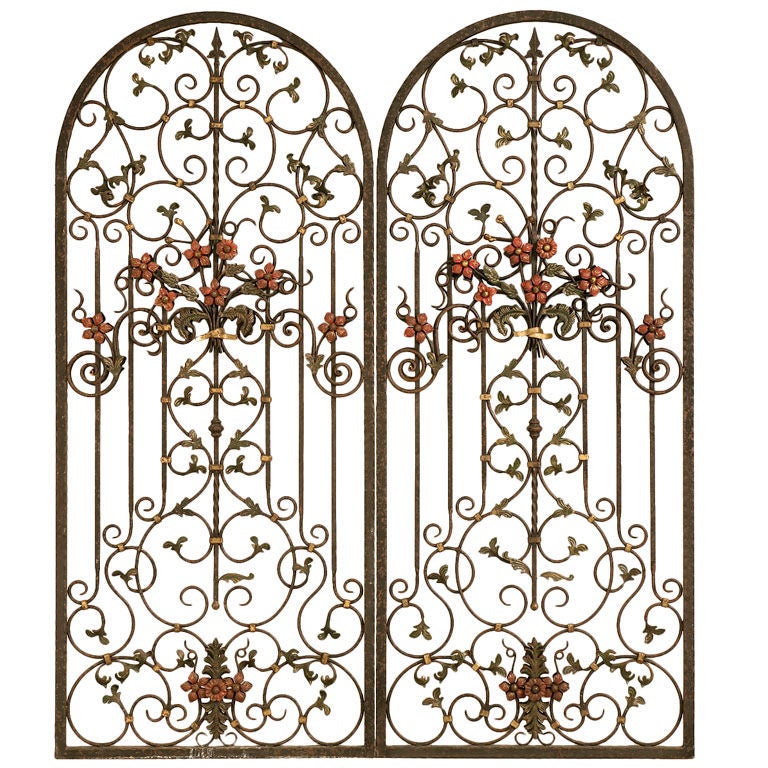 Magnificent Pair of Continental Iron Garden Gates/Window Covers