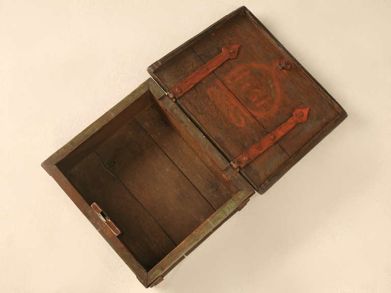 18th Century and Earlier Outstanding 18th C. Danish Oak Letter/Bible Box Retaining Original Paint