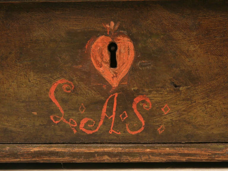 Outstanding 18th C. Danish Oak Letter/Bible Box Retaining Original Paint 4