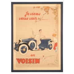 Original 1922 "I'm Going to See You in my Voisin" Poster-Framed 7