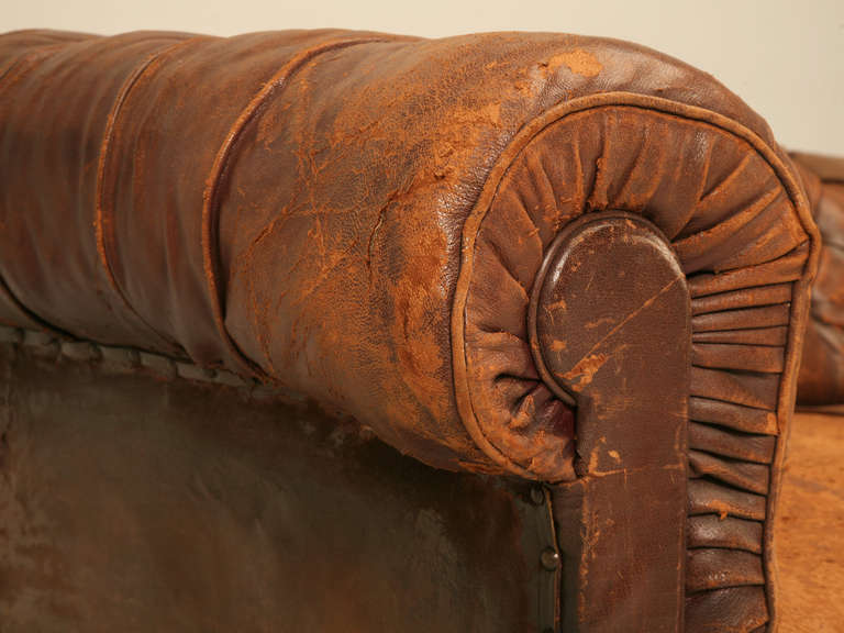 Leather English Chesterfield Tufted Sofa, circa 1900