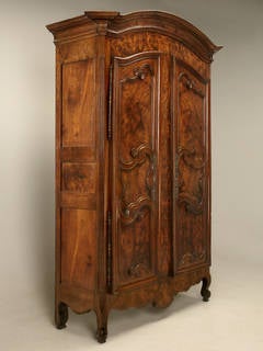 Armoire, French Burl Walnut in the Style of Louis XV Painted and Gilded Hinges
