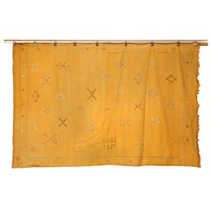 Gently Vintage 6' X 9' Vintage Gold Morrocan Silk Rug or Carpet