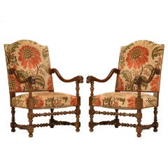 Magnificent Pair of Antique French Throne Chairs w/Rams