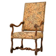 Antique French Os de Mouton Solid Oak Throne Chair