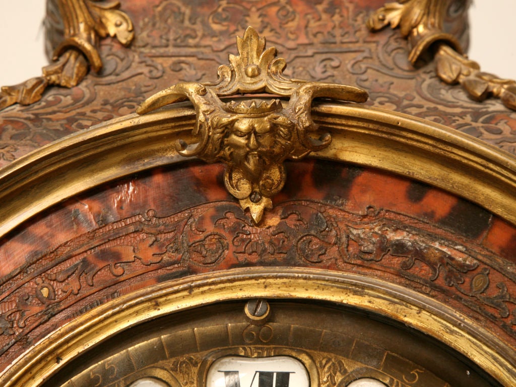 Brass Original Antique French Boulle Mantle Clock Needing Restoration