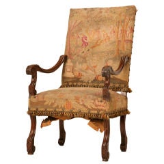 Nicely Carved Antique French Os de Mouton Throne Chair (as-is)