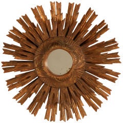 Extraordinary Antique Italian Carved Double Sunburst Mirror 1
