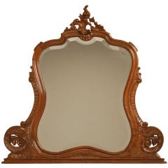 Superb Antique French Walnut Rococo Style Wall Mirror
