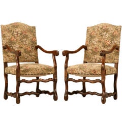 Gorgeous Pair of Vintage French Os de Mouton Throne Chairs