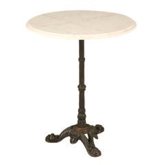 Petite Vintage French Iron & Marble Bistro or Cafe Table
