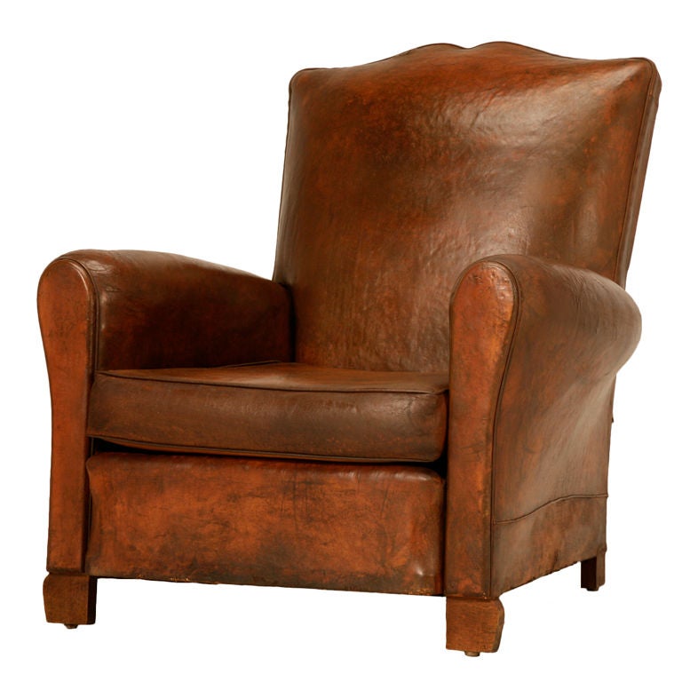 Superb Original Vintage French Club Chair w/Moustache Back