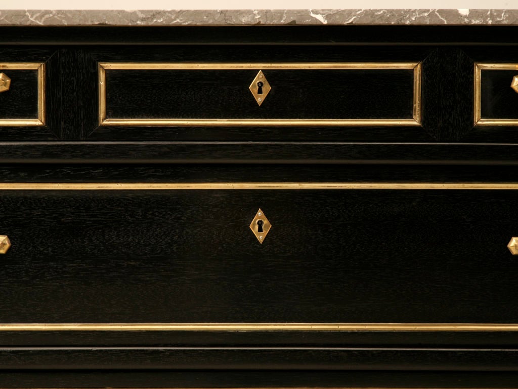 Outstanding Ebonized Antique French Louis XVI Commode w/Marble 4