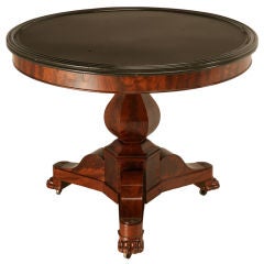 Antique French Flame Mahogany & Marble Gueridon/Center Table