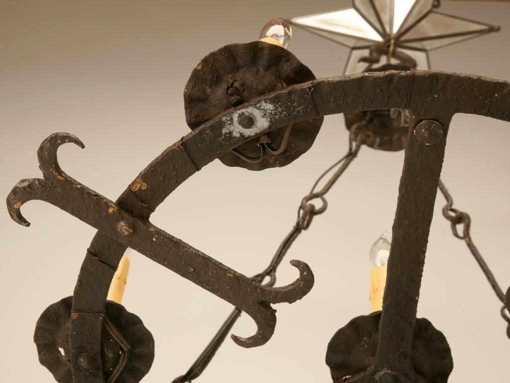 Original Antique Spanish Hand Wrought Iron 7 Light Chandelier 5