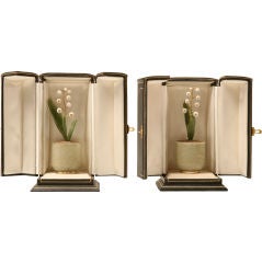 c1930's Pair of Russian Faberge Inspired Gemstone Flower Studies
