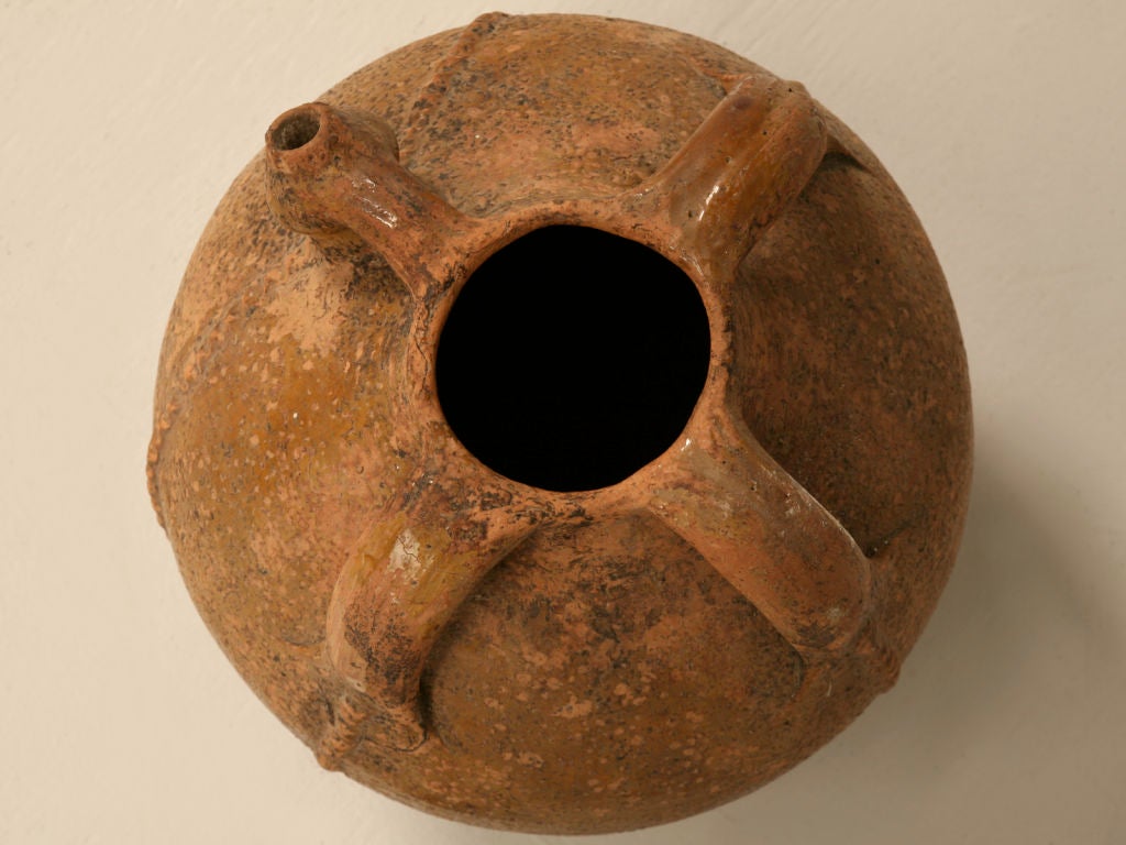 French Glazed Terracotta Walnut Oil Jug