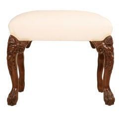 Distinctive Vintage Chippendale Style Carved Mahogany Stool/Ottoman