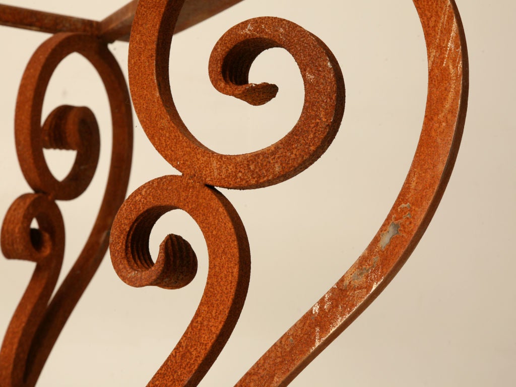 Hand-Crafted Vintage Scrolled Hand Wrought Iron Table Base w/Rusty Finish