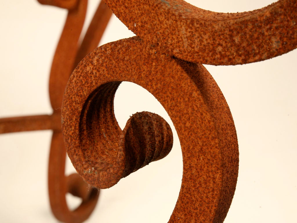 20th Century Vintage Scrolled Hand Wrought Iron Table Base w/Rusty Finish